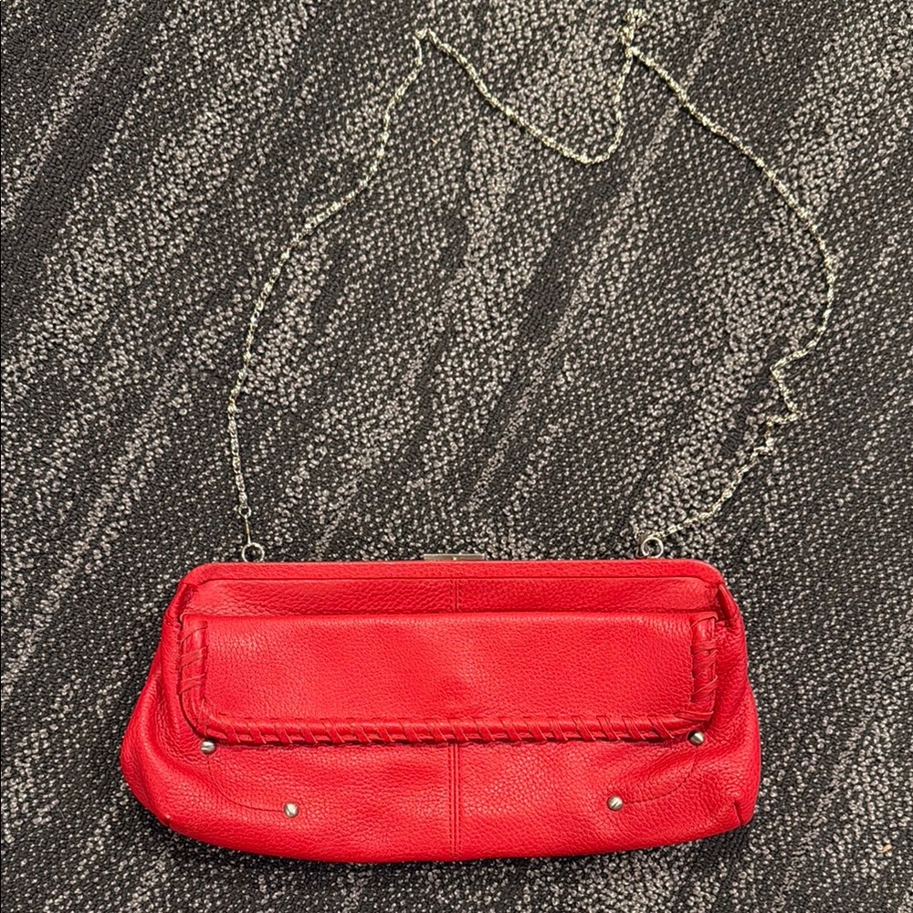 Adrienne Vittadini Red Leather Clutch